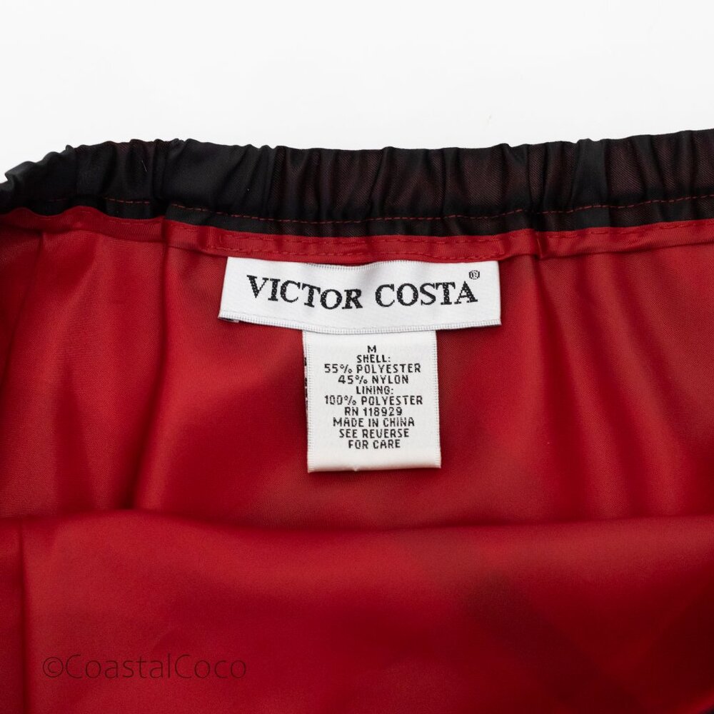 Vintage Victor Costa M Red Taffeta Maxi Skirt Plaid A-Line Dramatic Bold 90s Y2K - Picture 4 of 10